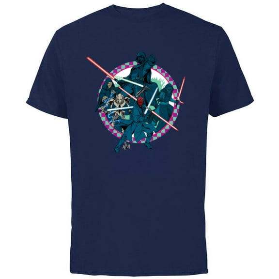 Star Wars Dark Side Darth Vader Villains of the Galaxy Vivid - Short Sleeve Cotton T-Shirt for Adults - Customized-Navy