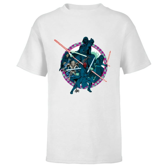 Star Wars Dark Side Darth Vader Villains of the Galaxy Vivid - Short Sleeve T-Shirt for Kids - Customized-White