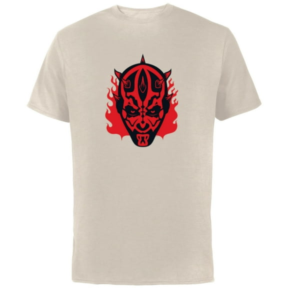 Star Wars Darth Maul Dark Side Villains Head Gothic Flames - Short Sleeve Cotton T-Shirt for Adults - Customized-Natural