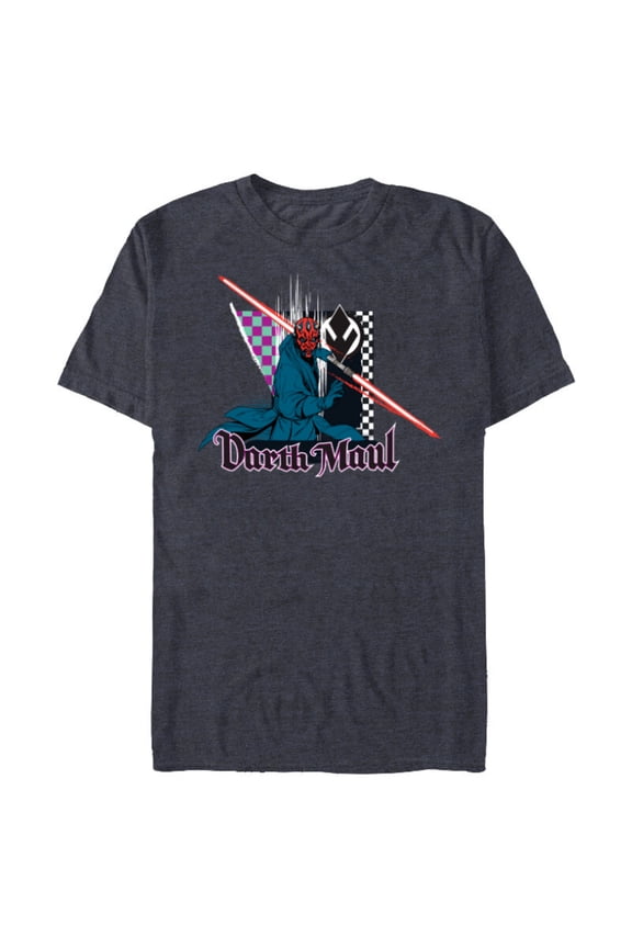 Darth Maul Dark Side Villains Sith Checkered - Short Sleeve Blended T-Shirt for Adults - Customized-Navy Heather