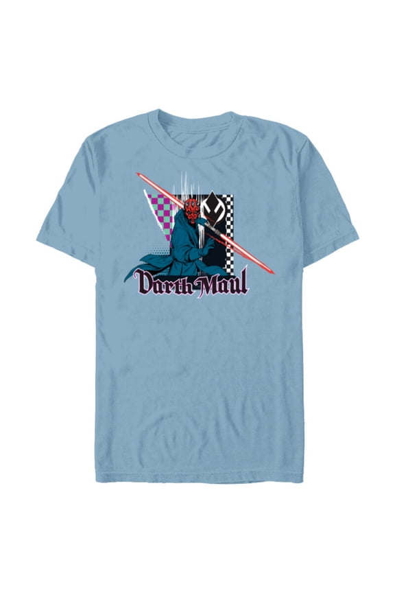 Darth Maul Dark Side Villains Sith Checkered - Short Sleeve Blended T-Shirt for Adults - Customized-Ocean Blue