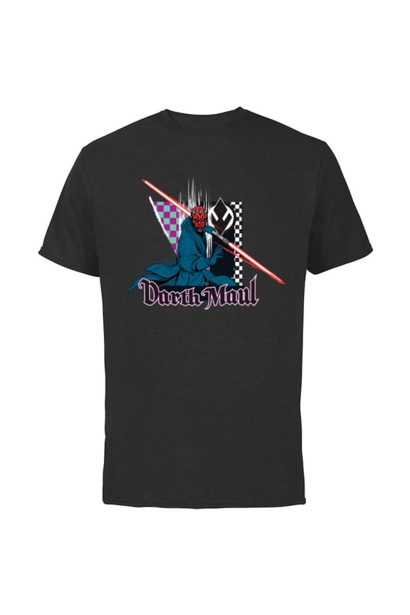 Darth Maul Dark Side Villains Sith Checkered - Short Sleeve Cotton T-Shirt for Adults - Customized-Black