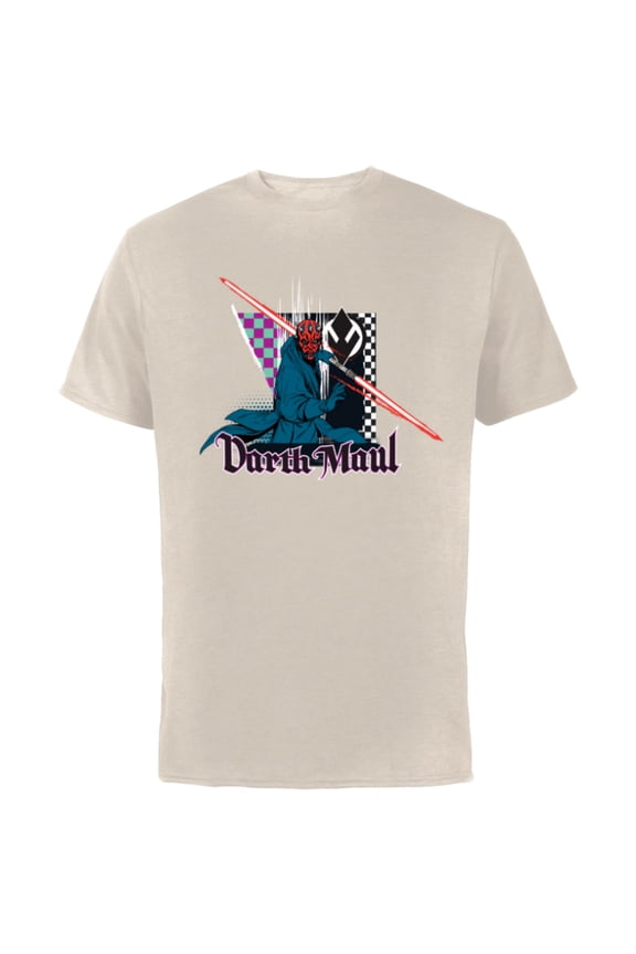 Darth Maul Dark Side Villains Sith Checkered - Short Sleeve Cotton T-Shirt for Adults - Customized-Natural