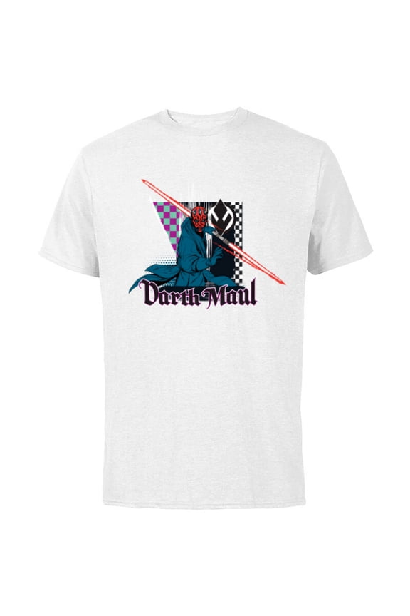 Darth Maul Dark Side Villains Sith Checkered - Short Sleeve Cotton T-Shirt for Adults - Customized-White