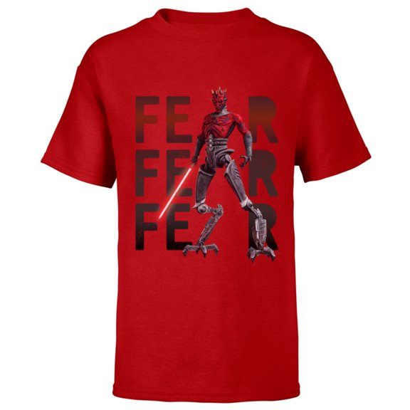 Star Wars Darth Maul Fear on Repeat - Short Sleeve T-Shirt for Kids – Customized-Red