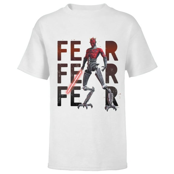 Star Wars Darth Maul Fear on Repeat - Short Sleeve T-Shirt for Kids – Customized-White