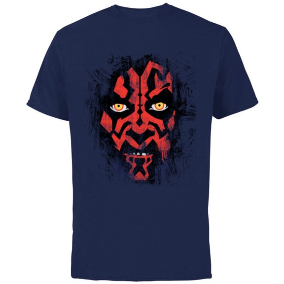 Star Wars Darth Maul Weathered Face - Short Sleeve Cotton T-Shirt for Adults - Customized-Navy