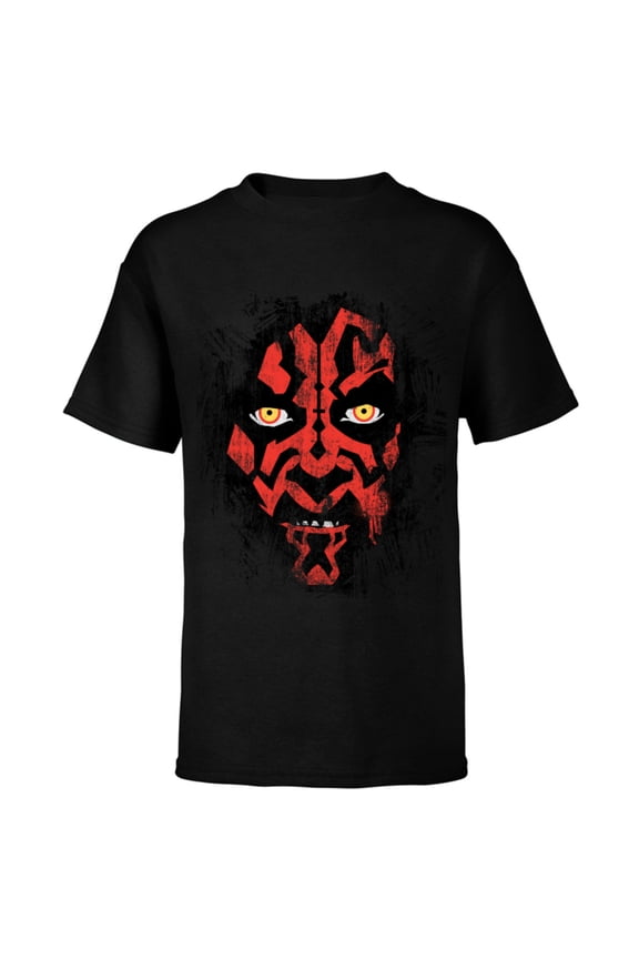 Darth Maul Weathered Face - Short Sleeve T-Shirt for Kids - Customized-Black