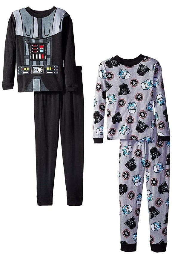 Darth Vader 4PC Long Sleeve Tight Fit Cotton Pajama Set Boy Size 8