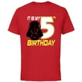 thumbnail image 1 of Star Wars Darth Vader 5th Birthday - Short Sleeve Cotton T-Shirt for Adults - Customized-Red, 1 of 5