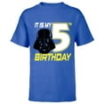 thumbnail image 1 of Star Wars Darth Vader 5th Birthday - Short Sleeve T-Shirt for Kids - Customized-Royal, 1 of 5