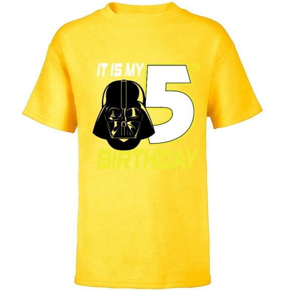 Star Wars Darth Vader 5th Birthday - Short Sleeve T-Shirt for Kids - Customized-Yellow