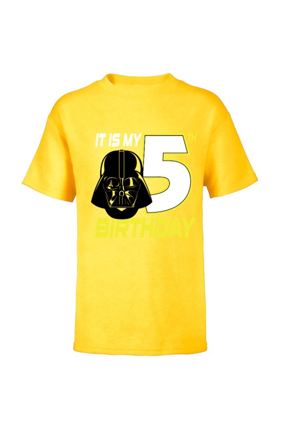 Darth Vader 5th Birthday - Short Sleeve T-Shirt for Kids - Customized-Yellow