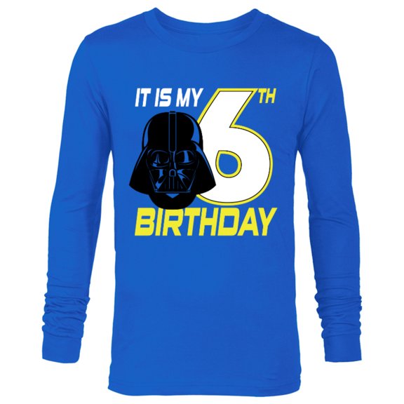 Star Wars Darth Vader 6th Birthday - Long Sleeve T-Shirt for Men - Customized-Royal