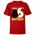 thumbnail image 1 of Star Wars Darth Vader 6th Birthday - Short Sleeve T-Shirt for Kids - Customized-Red, 1 of 5
