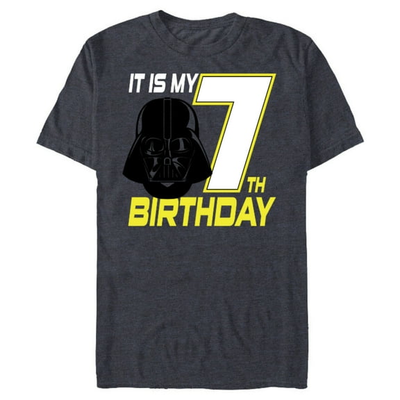 Star Wars Darth Vader 7th Birthday - Short Sleeve Blended T-Shirt for Adults - Customized-Navy Heather