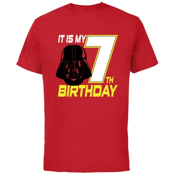 Star Wars Darth Vader 7th Birthday - Short Sleeve Cotton T-Shirt for Adults - Customized-Red