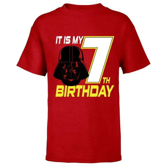 Star Wars Darth Vader 7th Birthday - Short Sleeve T-Shirt for Kids - Customized-Red