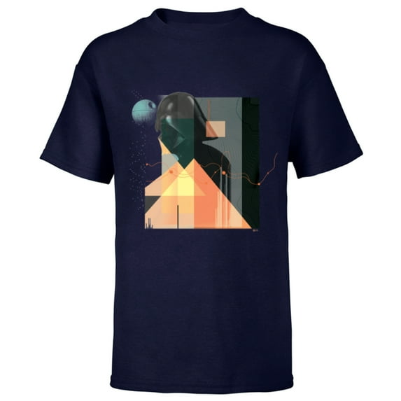Star Wars Darth Vader Art Deco Profile - Short Sleeve T-Shirt for Kids - Customized-Navy