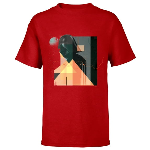 Star Wars Darth Vader Art Deco Profile - Short Sleeve T-Shirt for Kids - Customized-Red
