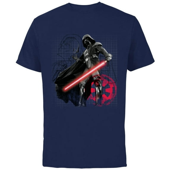 Star Wars Darth Vader Blueprint of a Sith Lord - Short Sleeve Cotton T-Shirt for Adults - Customized-Navy