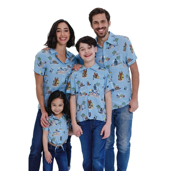 Star Wars Darth Vader Boba Fett Stormtrooper Mens Matching Family Hawaiian Button Down Shirt Men's Button Down Small