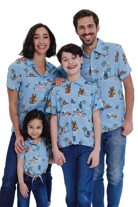 Darth Vader Boba Fett Stormtrooper Mens Matching Family Hawaiian Button Down Shirt Men's Button Down Small