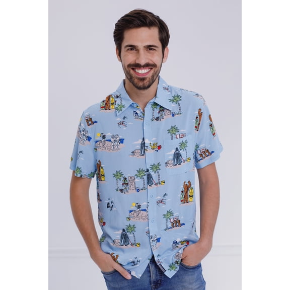 Star Wars Darth Vader Boba Fett Stormtrooper Mens Matching Family Hawaiian Button Down Shirt Men's Button Down Small