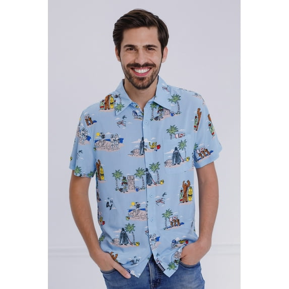 Star Wars Darth Vader Boba Fett Stormtrooper Mens Matching Family Hawaiian Button Down Shirt Men's Button Down XX-Large