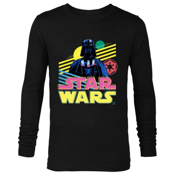 Star Wars Darth Vader Bold Graphic Retro Eighties ‘80s Vibe - Long Sleeve T-Shirt for Men - Customized-Black