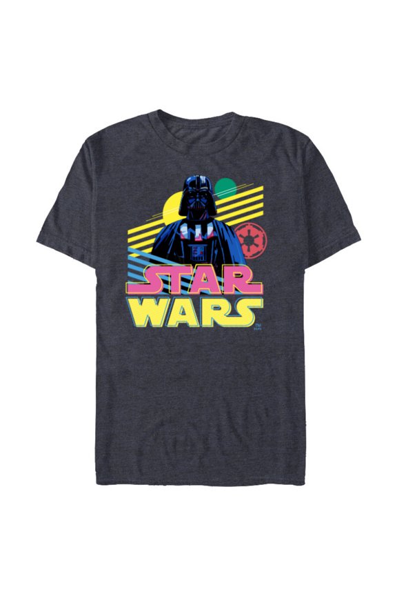 Darth Vader Bold Graphic Retro Eighties ‘80s Vibe - Short Sleeve Blended T-Shirt for Adults - Customized-Navy Heather