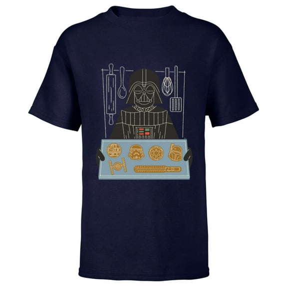 Star Wars Darth Vader Christmas Cookies Holiday - Short Sleeve T-Shirt for Kids - Customized-Navy