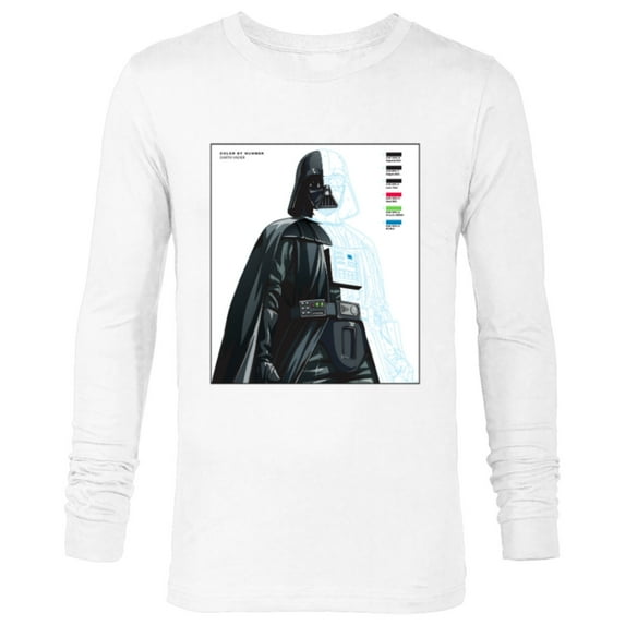 Star Wars Darth Vader Color by Numbers Sketch - Long Sleeve T-Shirt for Men - Customized-White