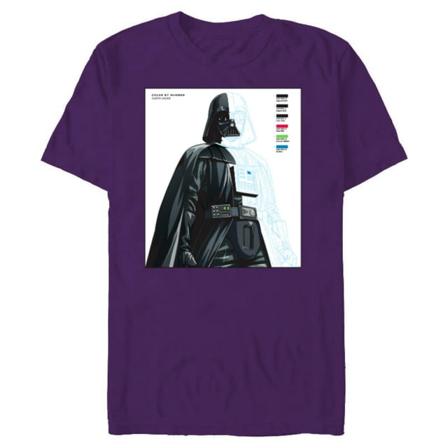 Star Wars Darth Vader Color by Numbers Sketch - Short Sleeve Blended T-Shirt for Adults - Customized-Purple