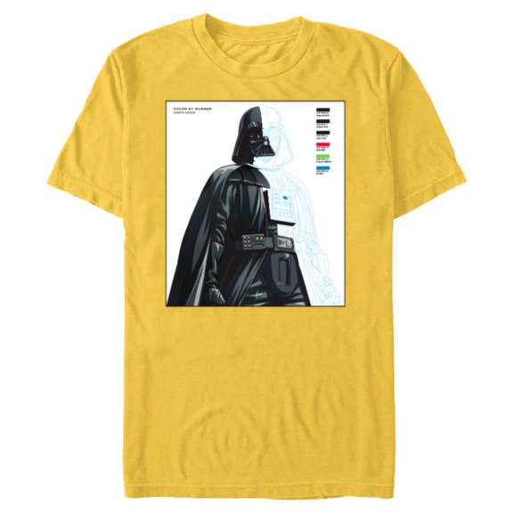 Star Wars Darth Vader Color by Numbers Sketch - Short Sleeve Blended T-Shirt for Adults - Customized-Yellow