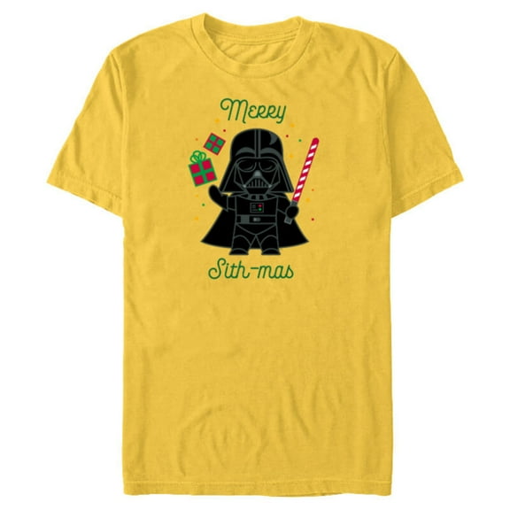 Star Wars Darth Vader Cute Christmas Holiday Merry Sith-mas - Short Sleeve Blended T-Shirt for Adults - Customized-Yellow
