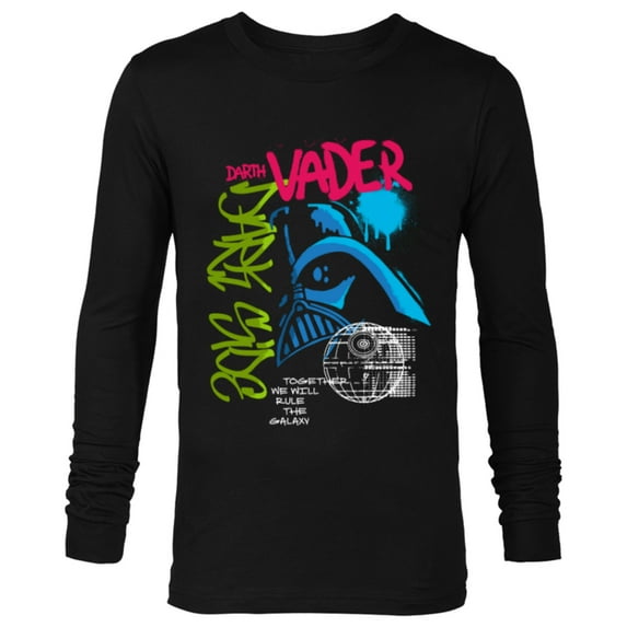 Star Wars Darth Vader Dark Side Neon Street Art - Long Sleeve T-Shirt for Men - Customized-Black