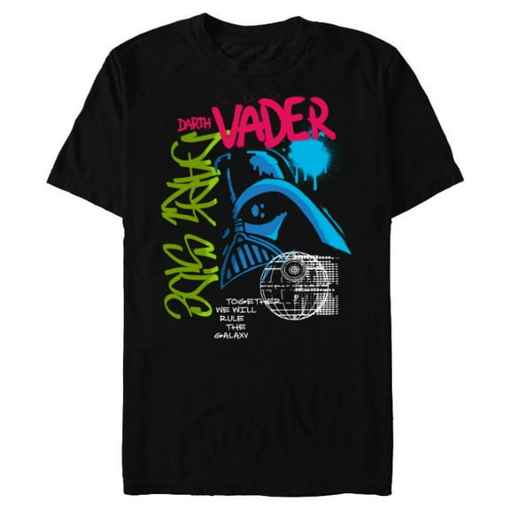 Star Wars Darth Vader Dark Side Neon Street Art - Short Sleeve Blended T-Shirt for Adults - Customized-Black