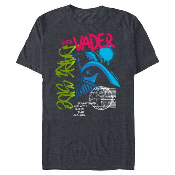 Star Wars Darth Vader Dark Side Neon Street Art - Short Sleeve Blended T-Shirt for Adults - Customized-Navy Heather