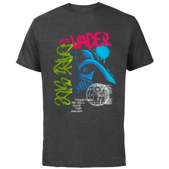 Star Wars Darth Vader Dark Side Neon Street Art - Short Sleeve Cotton T-Shirt for Adults - Customized-Charcoal