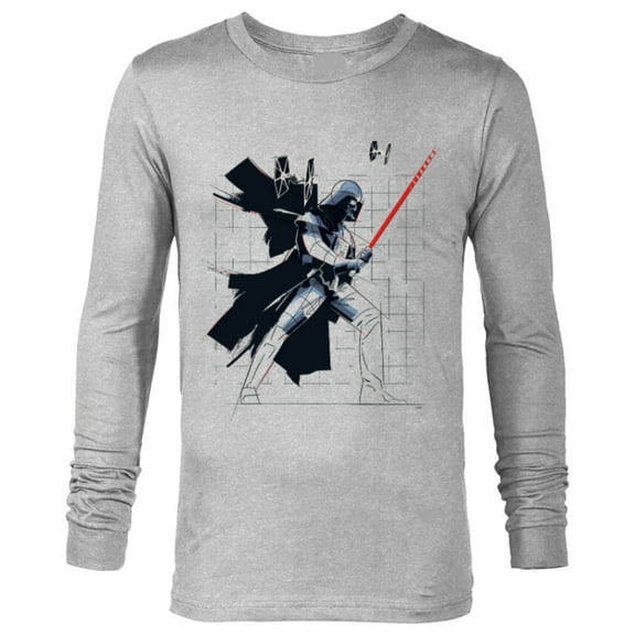 Star Wars Darth Vader Dynamic Grid Sketch - Long Sleeve T-Shirt for Men - Customized-Athletic Heather
