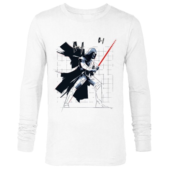 Star Wars Darth Vader Dynamic Grid Sketch - Long Sleeve T-Shirt for Men - Customized-White