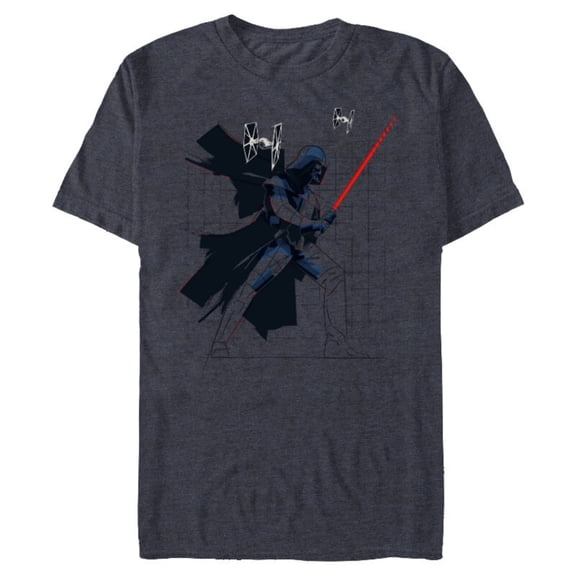 Star Wars Darth Vader Dynamic Grid Sketch - Short Sleeve Blended T-Shirt for Adults - Customized-Navy Heather