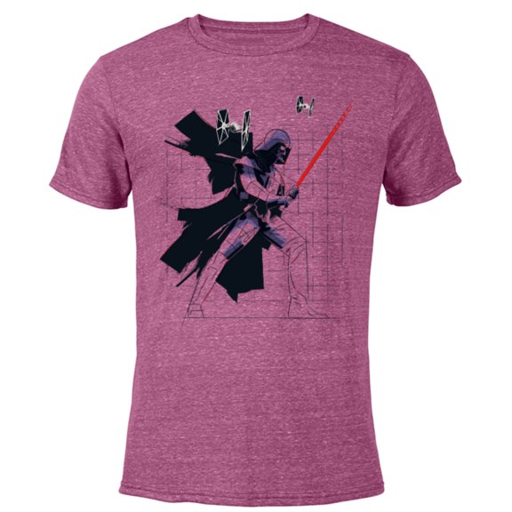Star Wars Darth Vader Dynamic Grid Sketch - Short Sleeve Blended T-Shirt for Adults - Customized-Purple