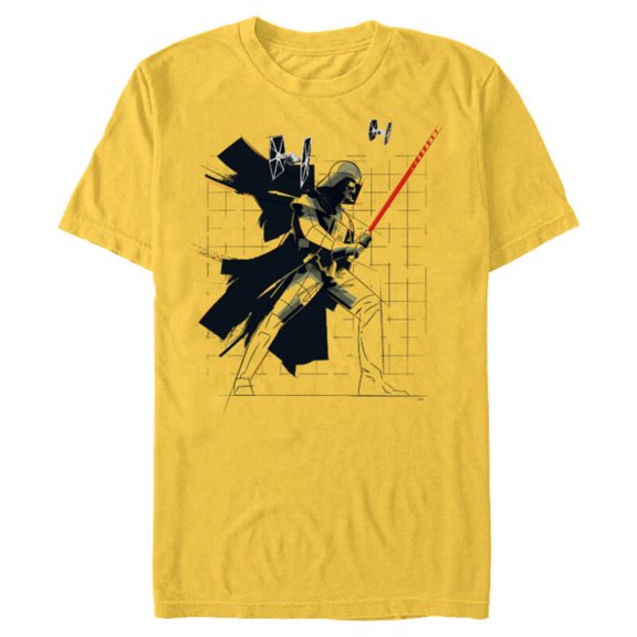 Star Wars Darth Vader Dynamic Grid Sketch - Short Sleeve Blended T-Shirt for Adults - Customized-Yellow