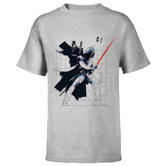 Star Wars Darth Vader Dynamic Grid Sketch - Short Sleeve T-Shirt for Kids - Customized-Athletic Heather