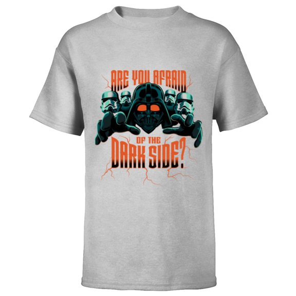Star Wars Darth Vader Halloween Afraid of the Dark Side - Short Sleeve T-Shirt for Kids - Customized-Athletic Heather