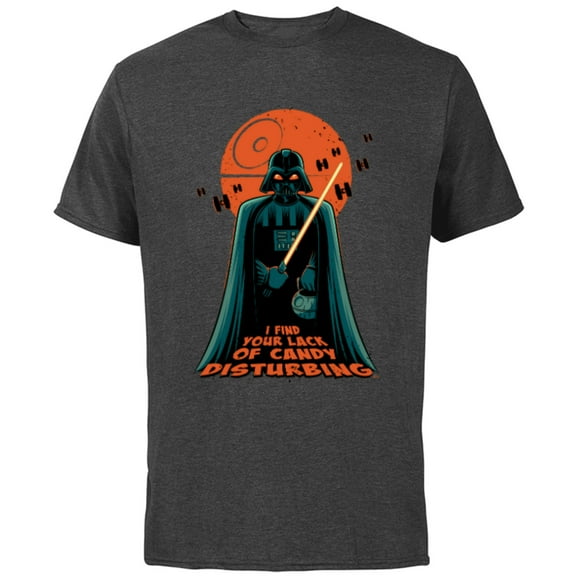 Star Wars Darth Vader Halloween Lack of Candy Disturbing - Short Sleeve Cotton T-Shirt for Adults - Customized-Charcoal