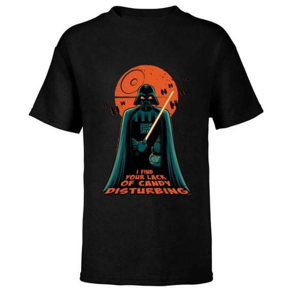 Star Wars Darth Vader Halloween Lack of Candy Disturbing - Short Sleeve T-Shirt for Kids - Customized-Black