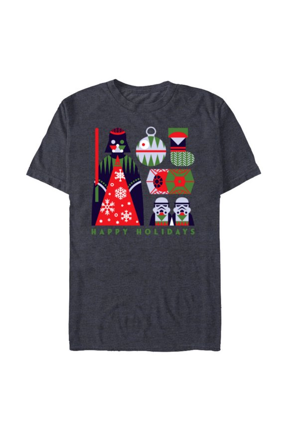 Darth Vader Happy Holidays Imperial Christmas - Short Sleeve Blended T-Shirt for Adults - Customized-Navy Heather